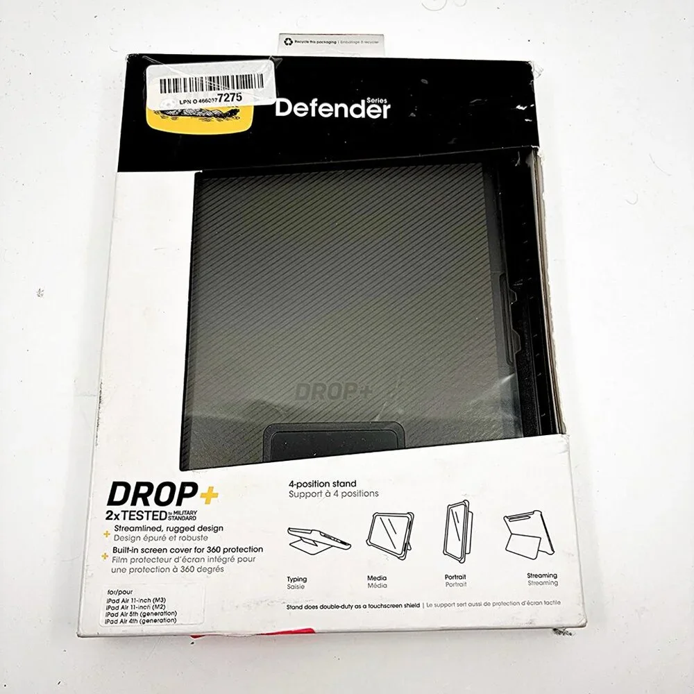OtterBox Defender iPad Air 11” M2 M3 Rugged Case w/ Stand Black